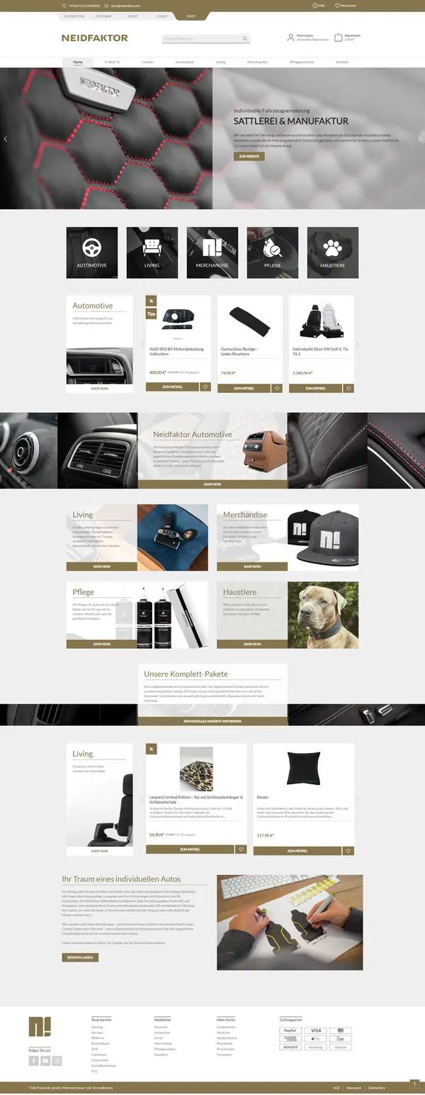 Neidfaktor product listing, online shop built by Web Labels