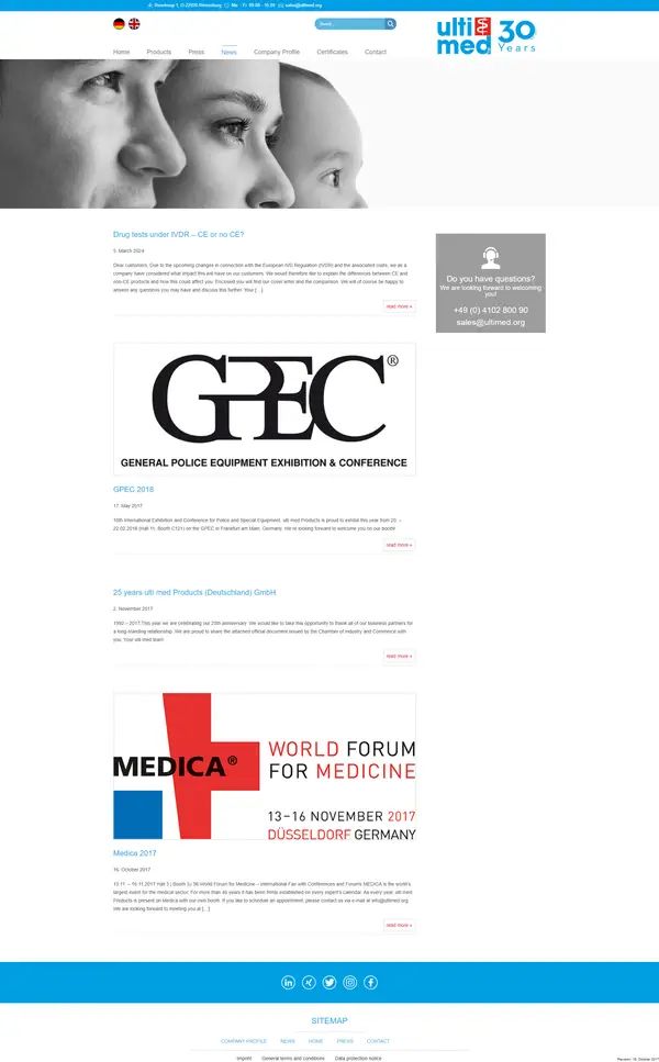 Ulti Med product detail page, website built by Web Labels