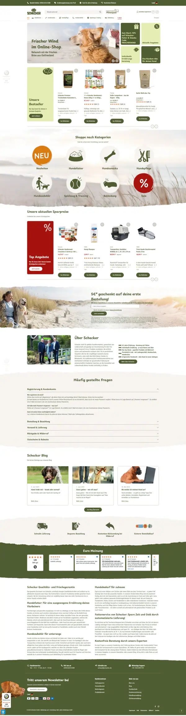 Home page of Schecker, online shop built by Web Labels