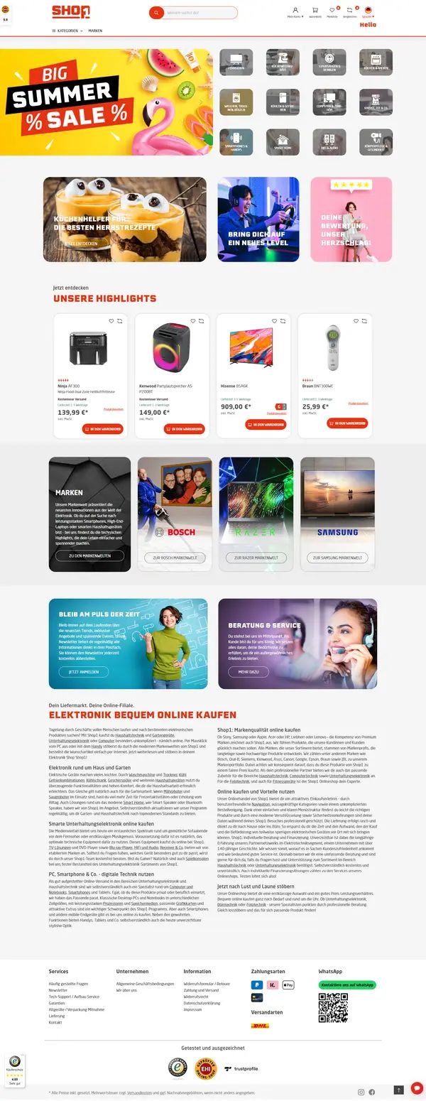 Expert Gruppe Klein homepage, online shop built by Web Labels