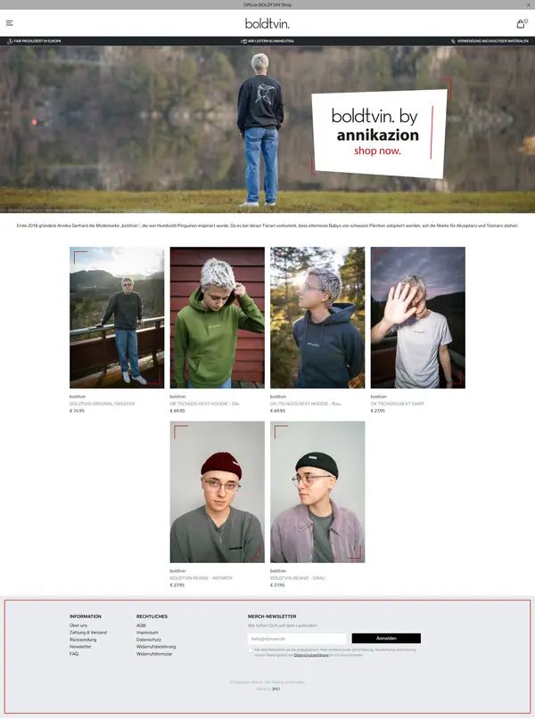 Boldtvin by annikazion homepage, online shop built by Web Labels