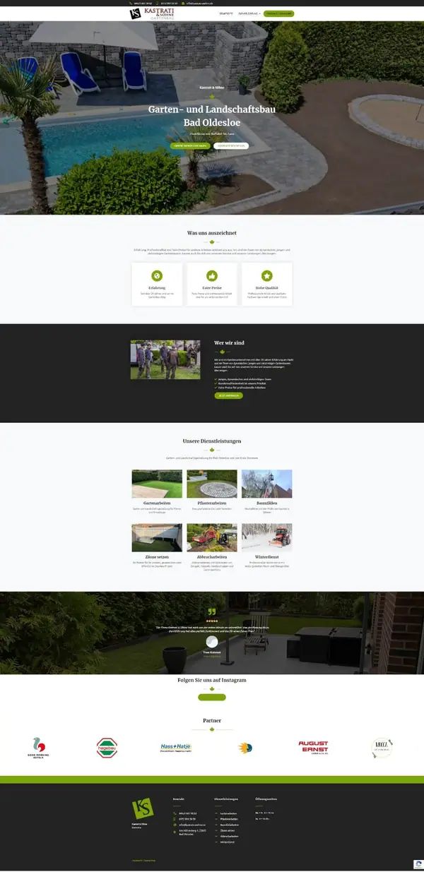 Kastrati & Söhne landscaping homepage, website built by Web Labels