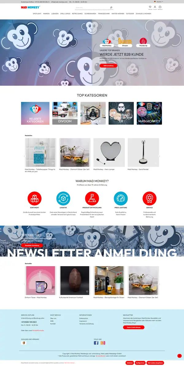 ThumbsUp homepage, online shop built by Web Labels