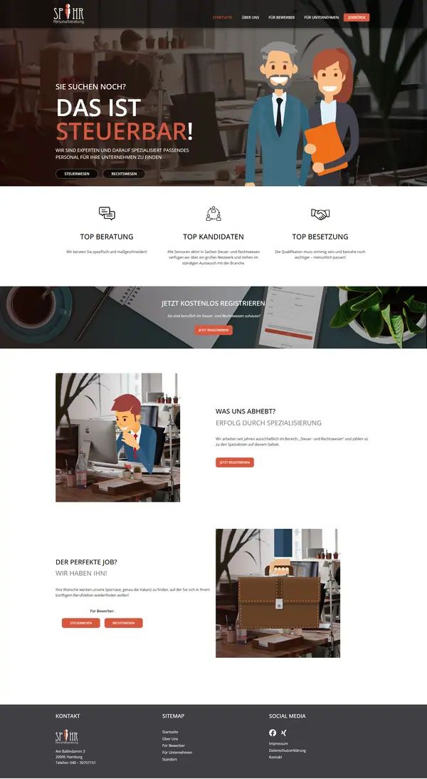 SPHR Personalberatung homepage, website built by Web Labels