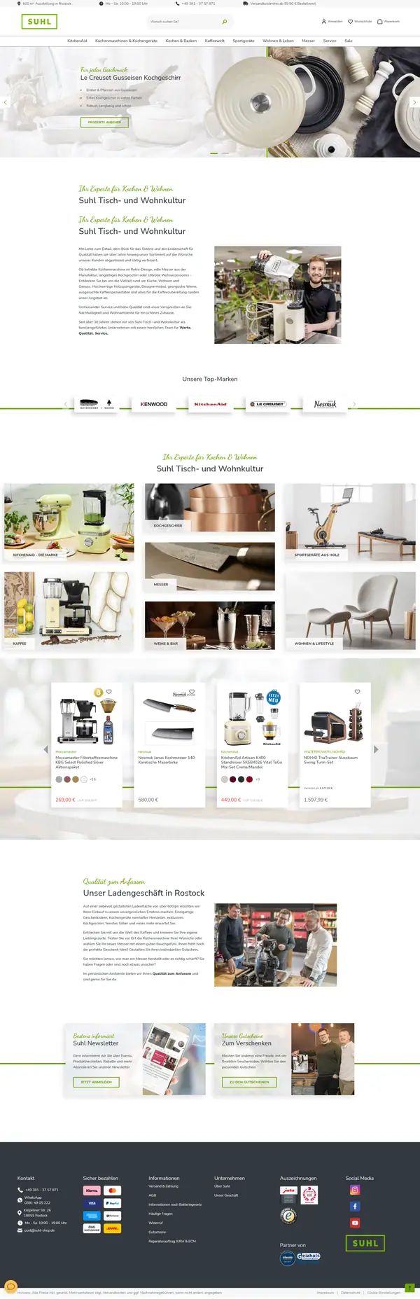 Suhl Shop homepage, online shop built by Web Labels