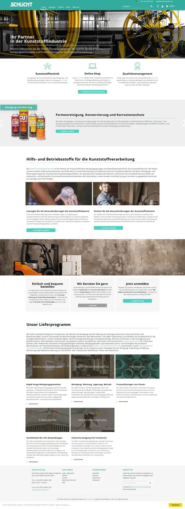 Schlicht-Handel homepage, online shop built by Web Labels