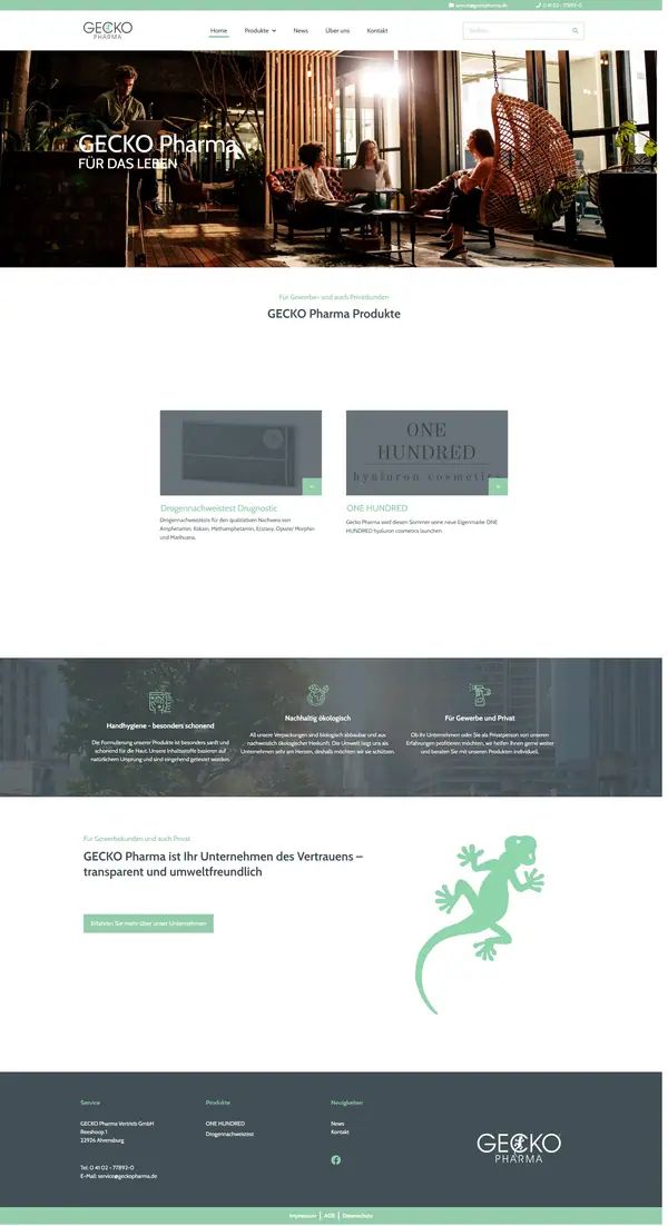 Gecko Pharma homepage, website built by Web Labels