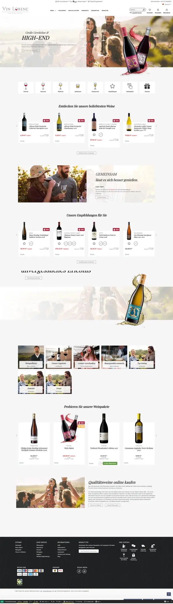 Vin Lorenc homepage, online shop built by Web Labels