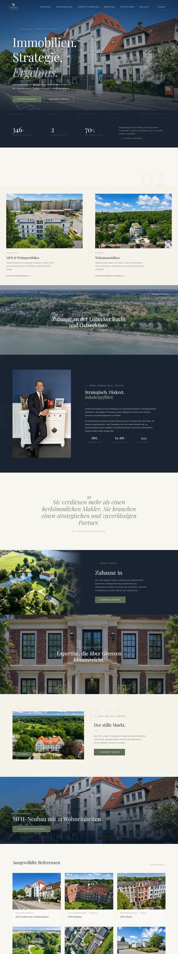 Homepage of the Fenske Real Estate GmbH website, built by Web Labels with Modiva