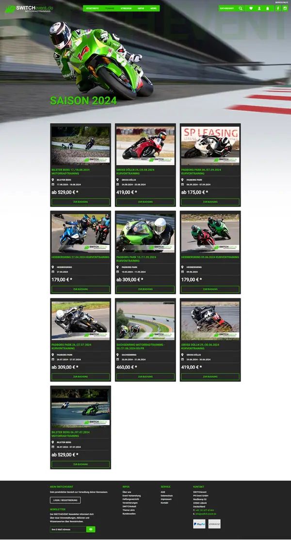 Switch Event homepage, website built by Web Labels