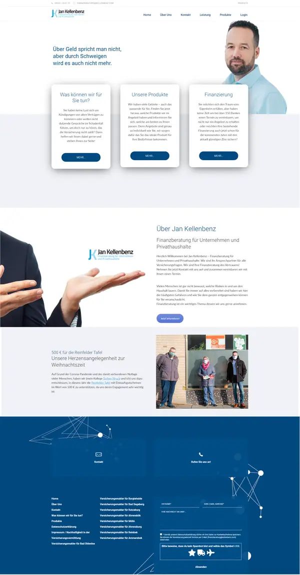 Jan Kellenbenz Finanzberatung homepage, website built by Web Labels