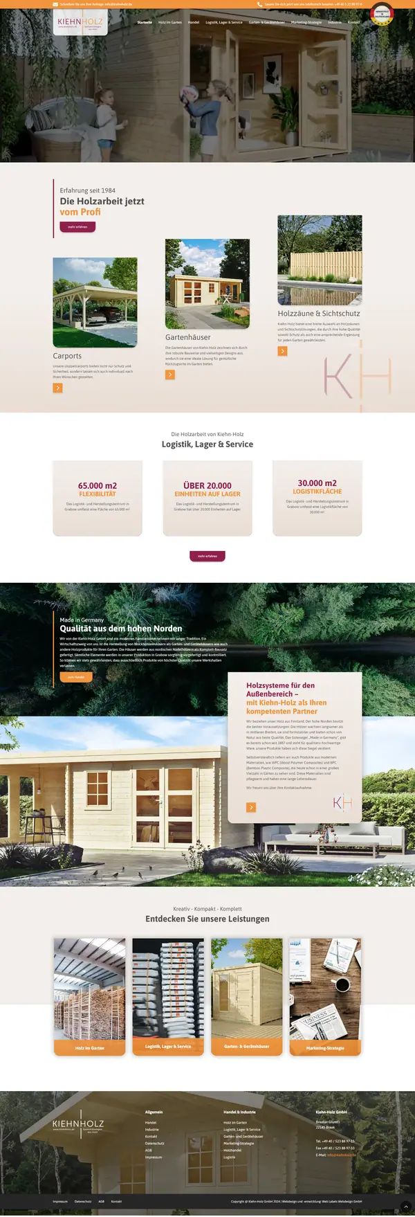 Kiehn Holz homepage, website built by Web Labels