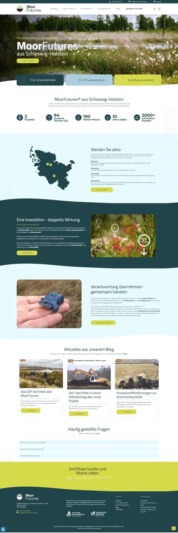 MoorFutures homepage, online shop built by Web Labels