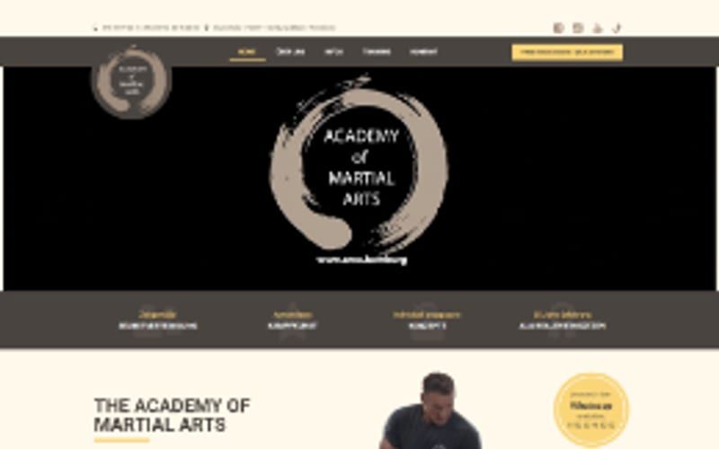Projekt für Academy of Martial Arts: Ansicht der Website, umgesetzt von Web Labels