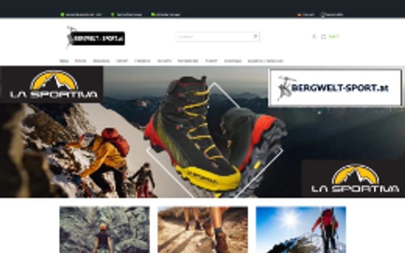 Projekt für Bergwelt-Sport.at: Ansicht der Website, umgesetzt von Web Labels