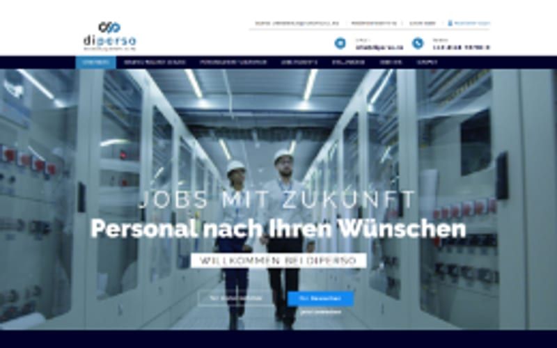 Projekt für Diperso: Ansicht der Website, umgesetzt von Web Labels