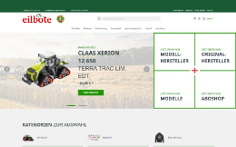 Projekt für Eilbote: Ansicht der Website, umgesetzt von Web Labels