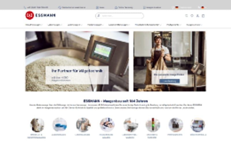 Projekt für Essmann Wägetechnik: Ansicht der Website, umgesetzt von Web Labels