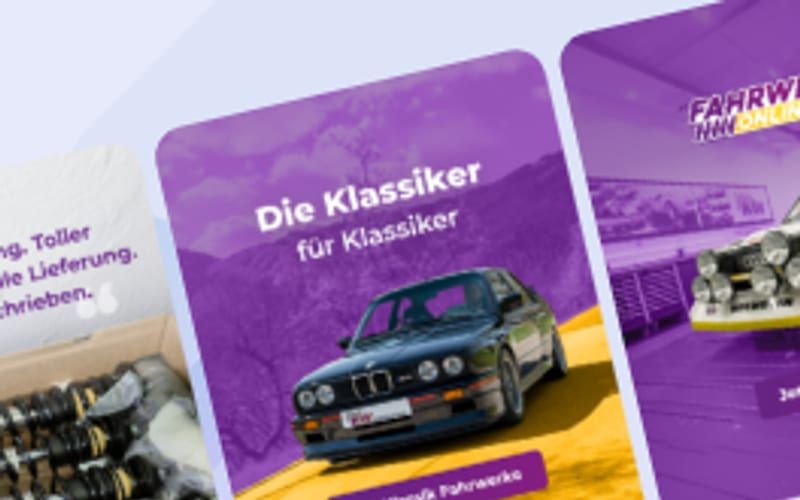 Social-Media-Beitrag für Fahrwerkonline, umgesetzt von Web Labels