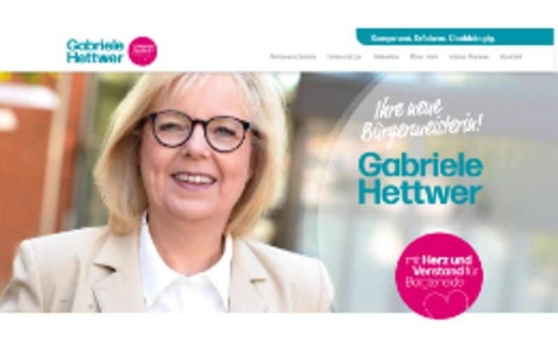 Projekt für Gabriele Hettwer: Ansicht der Website, umgesetzt von Web Labels