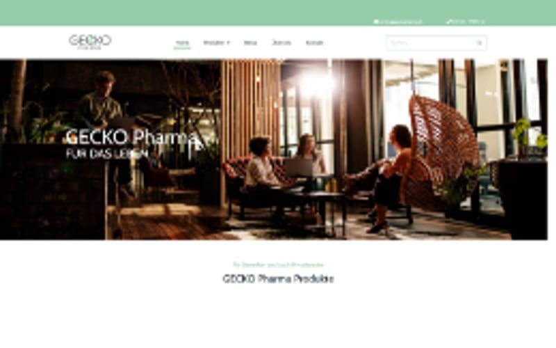 Projekt für Gecko Pharma: Ansicht der Website, umgesetzt von Web Labels