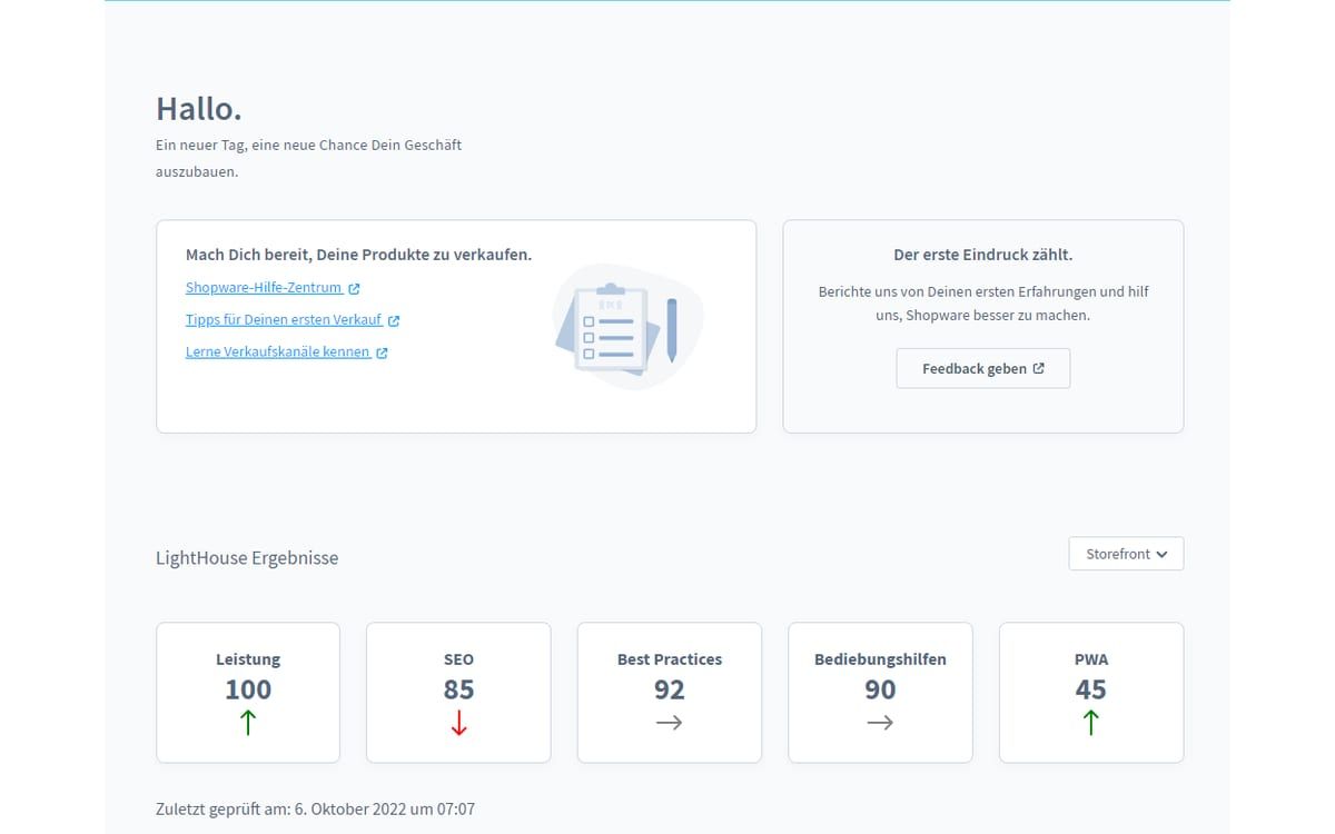 Shopware-6-Plugin Google Lighthouse Monitor von Web Labels: Ansicht aus dem Shopware Store
