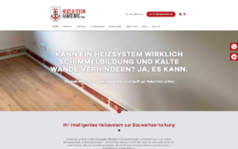 Projekt für Heizleisten Hamburg: Ansicht der Website, umgesetzt von Web Labels