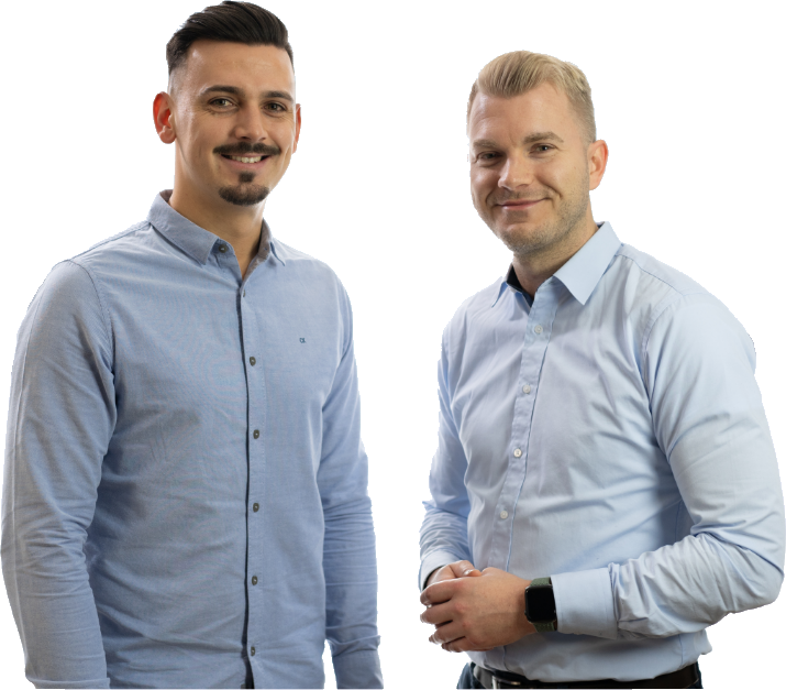 Janis Rittmeier und Tim Schröder, Key-Account Manager bei Web Labels, Ansprechpartner für B2B-Commerce