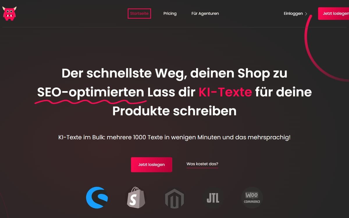Startseite von KAI, dem KI-Werkzeug für Produkttexte und Übersetzungen