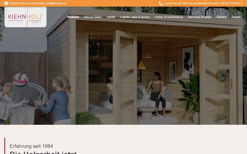 Projekt für Kiehn Holz: Ansicht der Website, umgesetzt von Web Labels