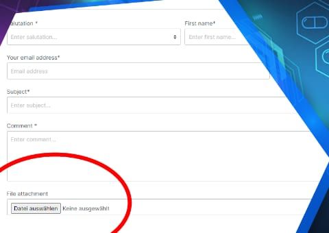Shopware-6-Plugin Upload-Feld im Kontaktformular von Web Labels: Ansicht der Funktion