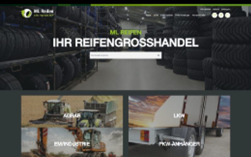 Projekt für ML Reifen: Ansicht der Website, umgesetzt von Web Labels