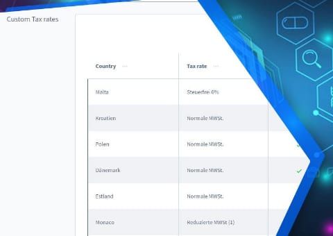 Shopware-6-Plugin OSS Extended: Steuersatz je Land und Produkt von Web Labels: Ansicht der Funktion