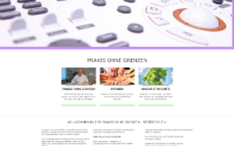 Projekt für Praxis ohne Grenzen: Ansicht der Website, umgesetzt von Web Labels