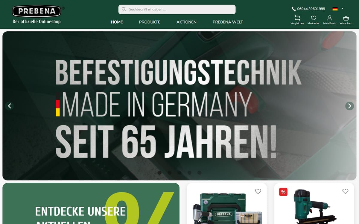 Onlineshop Prebena, umgesetzt von Web Labels