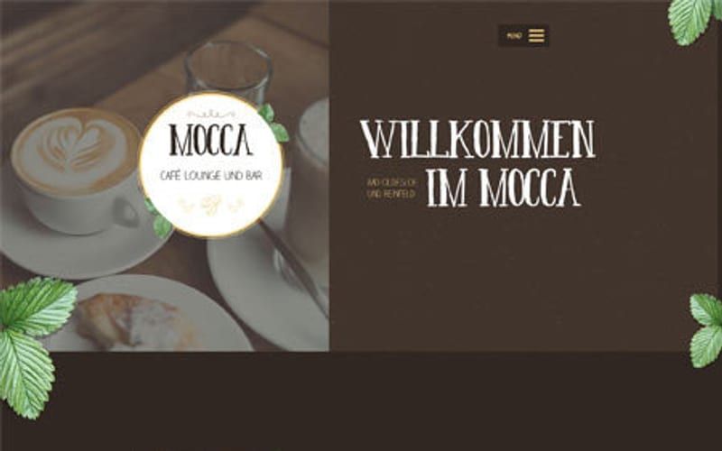 Projekt für Café Mocca: Ansicht der Website, umgesetzt von Web Labels