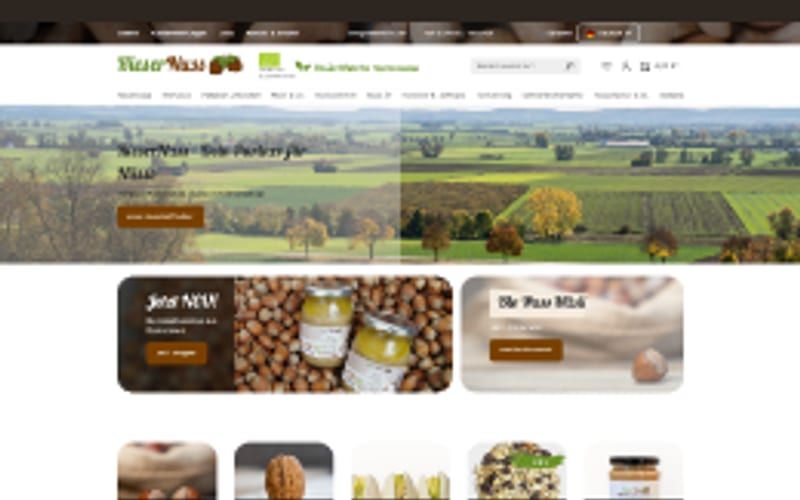 Projekt für Rieser Nuss: Ansicht der Website, umgesetzt von Web Labels