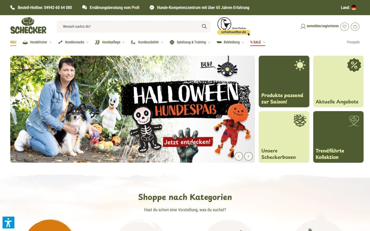 Onlineshop Schecker, umgesetzt von Web Labels