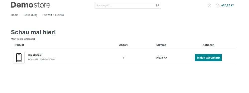 Screenshot Warenkorb teilen für Shopware 6: Ansicht 1
