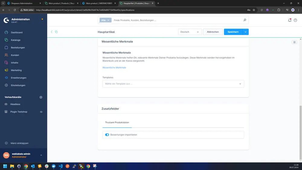 Screenshot Trustami Produktbewertungen Premium für Shopware 6: Ansicht 1