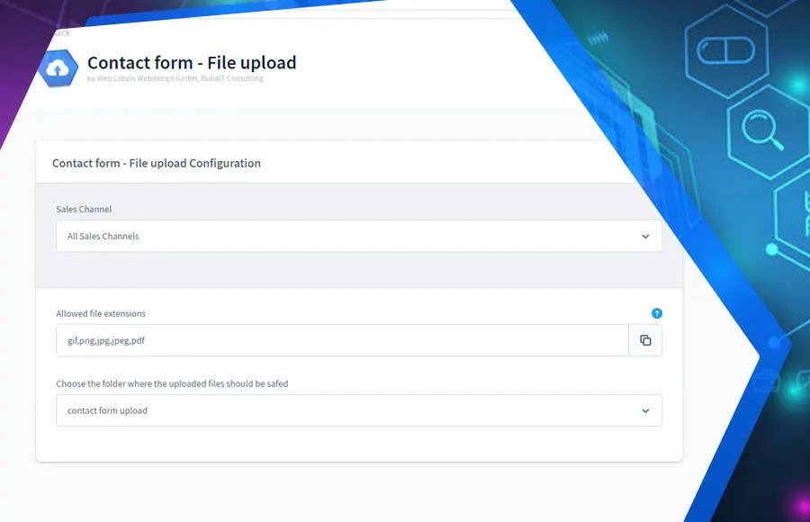 Screenshot Upload-Feld im Kontaktformular für Shopware 6: Ansicht 1