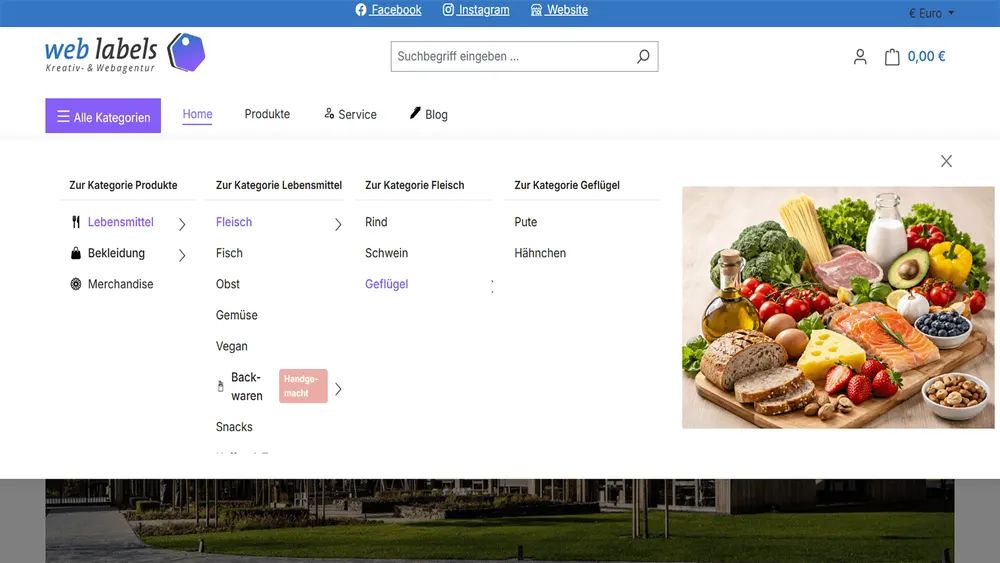 Screenshot Flyout-Navigation und Megamenü für Shopware 6: Ansicht 1