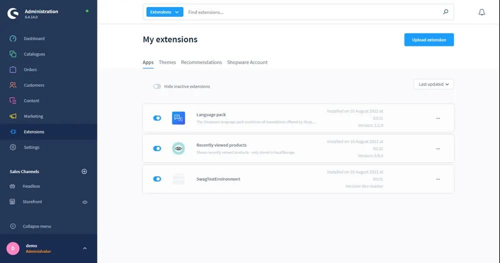 Screenshot Zuletzt betrachtete Produkte für Shopware 6: Ansicht 1