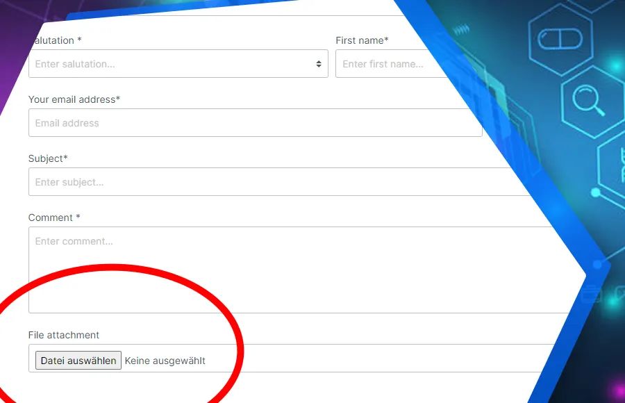 Screenshot Upload-Feld im Kontaktformular für Shopware 6: Ansicht 2