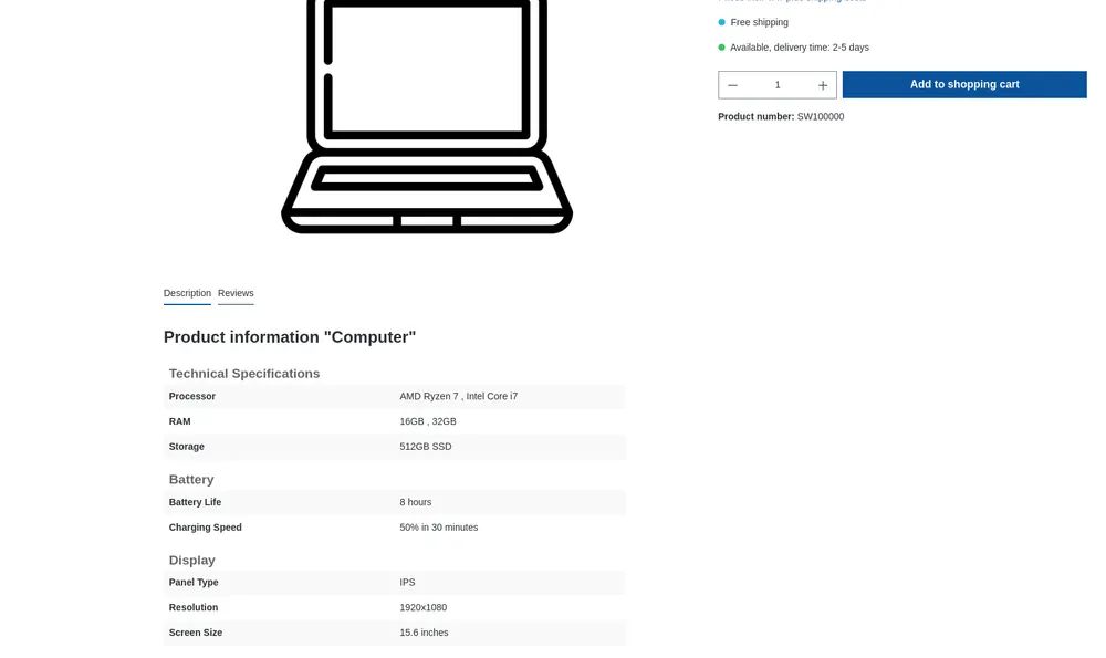 Screenshot Grouped properties for Shopware 6: view 2