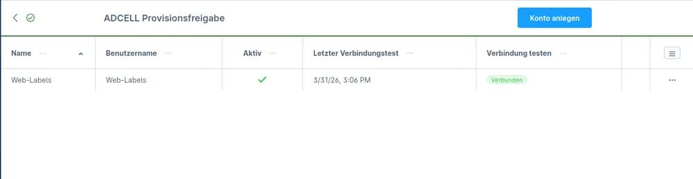 Screenshot ADCELL commission approval for Shopware 6: view 2