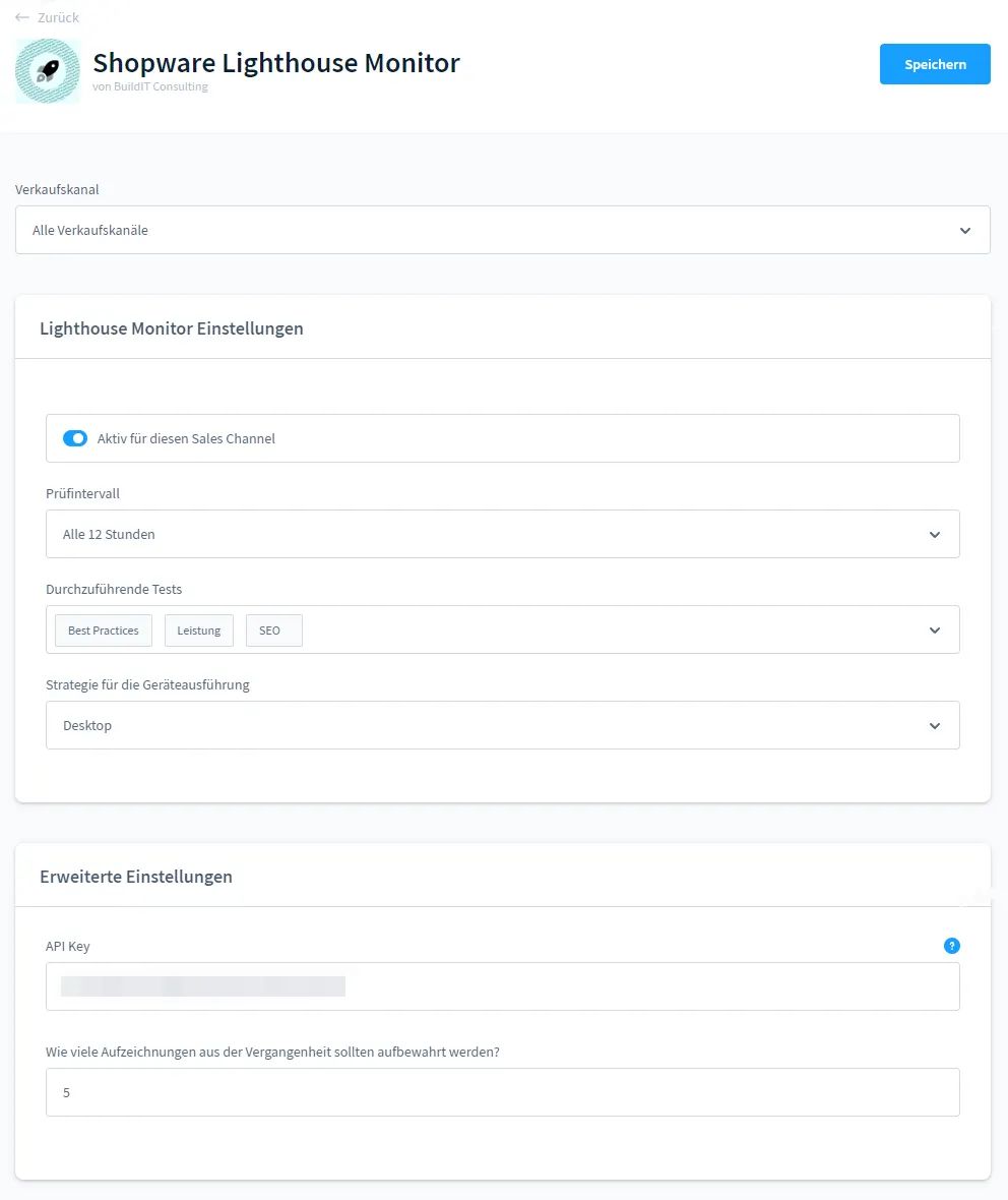 Screenshot Google Lighthouse Monitor für Shopware 6: Ansicht 2