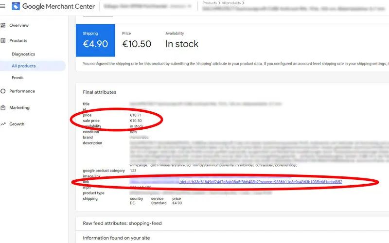 Screenshot Shopping-Feed mit eigenen Rabatten für Shopware 6: Ansicht 2