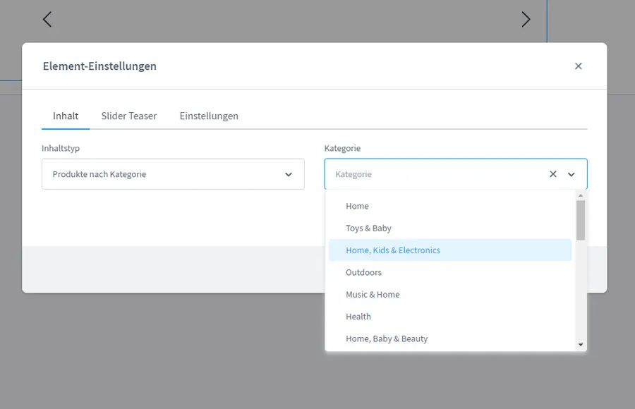 Screenshot Premium-Slider für Artikel und Kategorien für Shopware 6: Ansicht 2