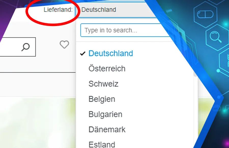 Screenshot OSS Lieferland-Auswahl mit Preiskorrektur für Shopware 6: Ansicht 2